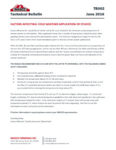 Factors Affecting: Cold Weather Application of Stucco
