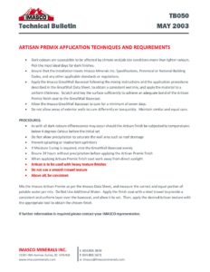 Artisan Premix Application Techniques and Requirements