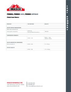 Test Summaries for Premix, Premix 1000 and Artisan Premix